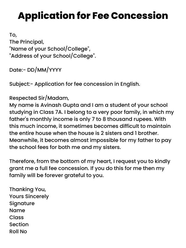 application letter for fee installment in college