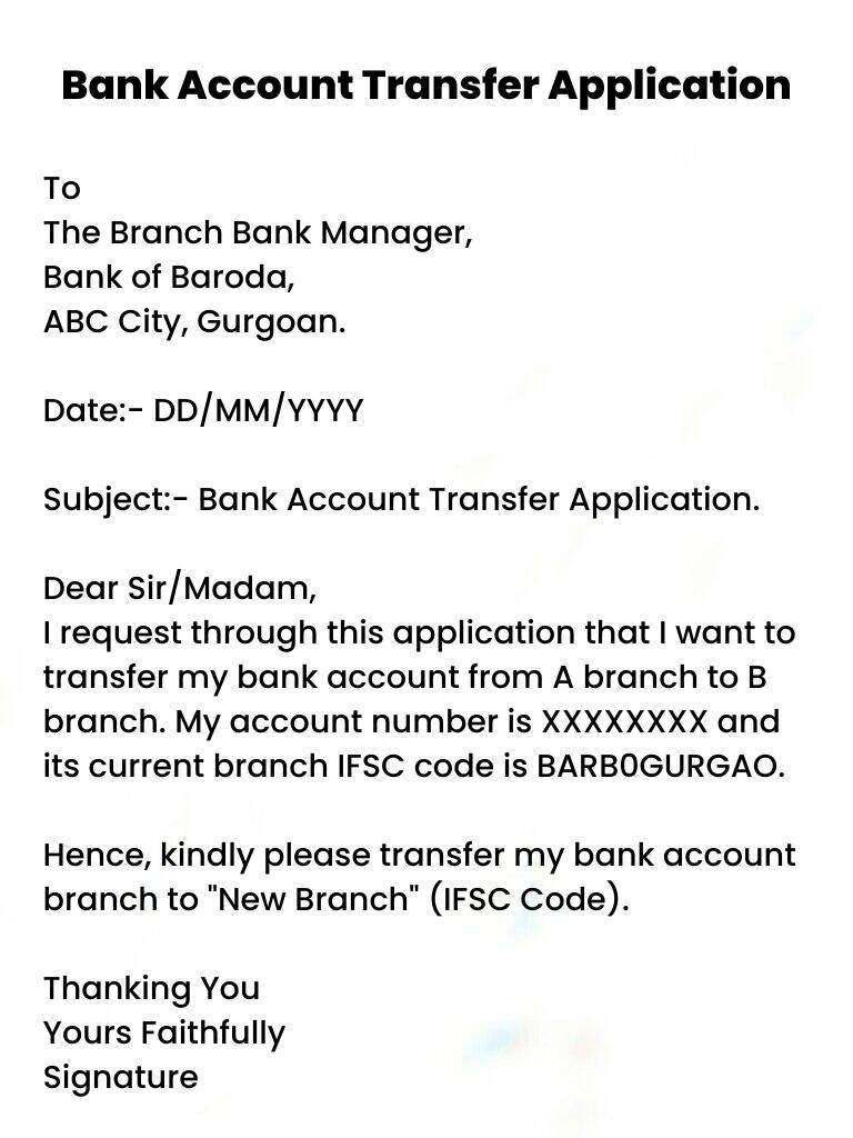 application letter for banking account